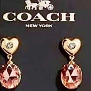 ❤️🆕❤️ Coach Heart Stone Drop Earrings, Red & Gold